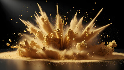 Majestic Golden Fireworks Rising From Smoky Base