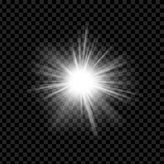 Light source, rays the sun or a star, isolated on transparent background, vector design