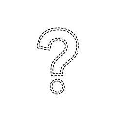 Flat black and white icon of a question mark made of dashed lines