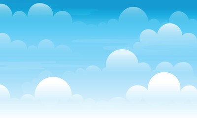 flat cartoon illustration of clouds on a blue sky background