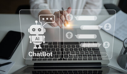 Chatbot interface representing artificial intelligence customer support and automated response system for business communication. Parse
