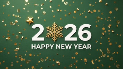 New year 2026 celebration with festive confetti and star decoration