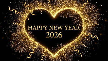 Golden heart sparkle celebration for new year 2026