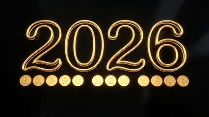 Golden year number 2026 with coins celebration