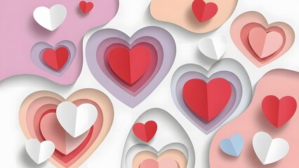 Colorful hearts in layered formation