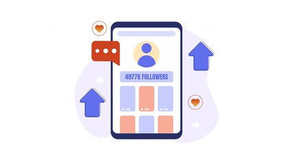 Social media growth animation with profile design, ideal for showcasing online presence and building audiences effectively.