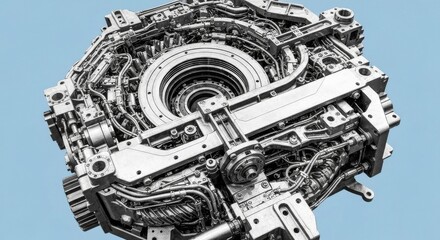 Intricate Mechanical Assembly with Detailed Components and Design