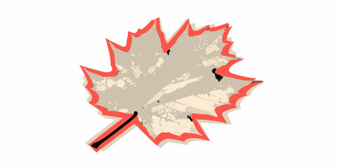 Fototapeta premium A simple illustration of a maple leaf with a red outline and stem