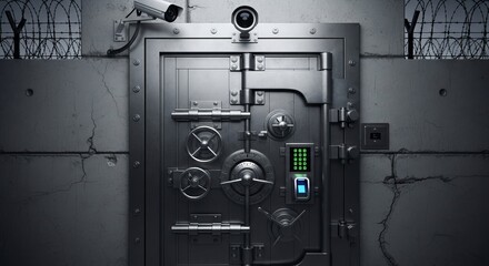 Secure Vault Door with Surveillance Camera and Keypad Access