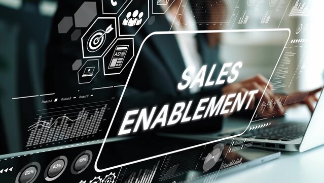 Modern Business Concept of Sales Enablement with Data Analytics and Technology Integration for Effective Marketing Strategies. Asymptotic smart data analytic.