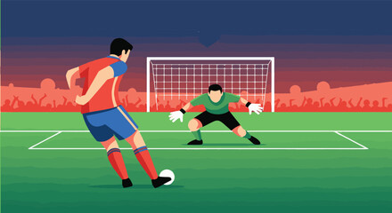 Soccer Penalty Kick in Front of Goal