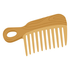 Wooden comb fashion accessories flat color vector illustration template design
