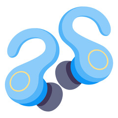 wireless sporty earphone flat color vector illustration template design