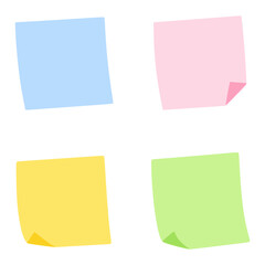 set of sticky notes work task flat color vector illustration template design