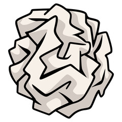 Crumpled paper waste ball flat color vector illustration template design