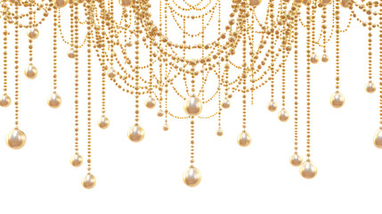 High quality digital illustration of a pearls bead festoon on transparent background