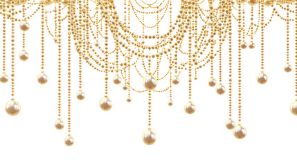 High quality digital illustration of a pearls bead festoon on transparent background