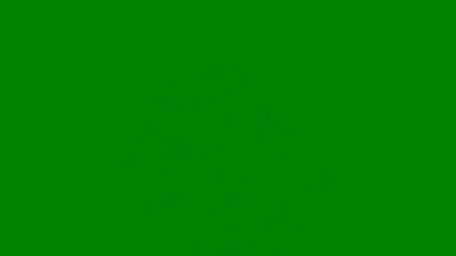 A green background with white border and screen flower on it fireworks dots line drawing of tree green screen animated chromakey background layers composition depth motion illustration