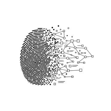 fingerprint with network lines and nodes extending from it