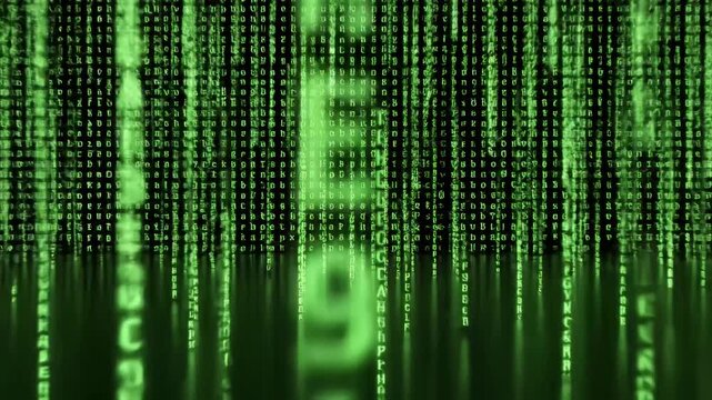 Digital code rain effect on black background