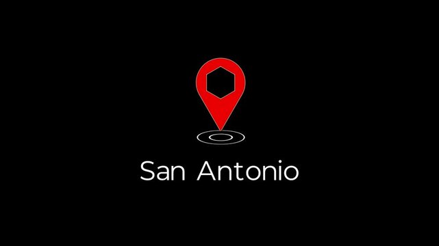 animated location pin with digital web san antonia city.
