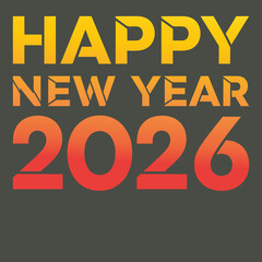 Happy New Year 2026 Colorful Bold Typography Celebration Design	
