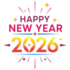 Happy New Year 2026 Colorful Bold Typography Celebration Design	
