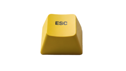 Yellow ESC key on black background for technology concepts