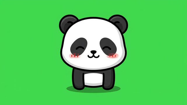 Cute smiling panda cartoon character animation ready for chroma key social media marketing visual content resource