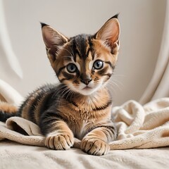 ごろんと寝転ぶアビシニアンの子猫イラスト