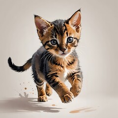 アビシニアンの子猫が走る躍動感があるイラスト