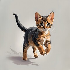 粋よいよく動くアビシニアンの子猫のイラスト
