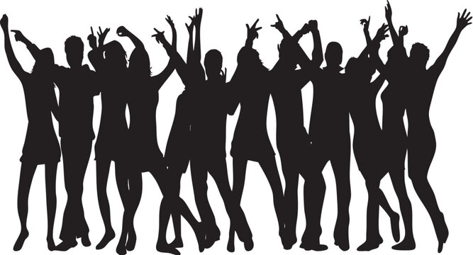 Dance Silhouette Nightclub, Dancing material for many people, cutout of human figure artwork, people, friendship png