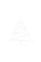 Fototapeta premium Distressed white outline of geometric Christmas tree with star on black background. Modern minimalist holiday grunge illustration.