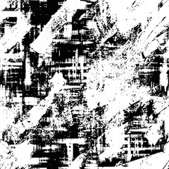 Seamless pattern, rough vector background, grunge texture, black and white
