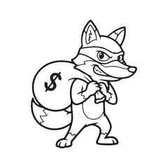 Fototapeta premium Fox with Money Sack