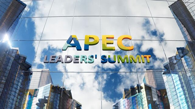 APEC Leaders Summit text on modern building exterior