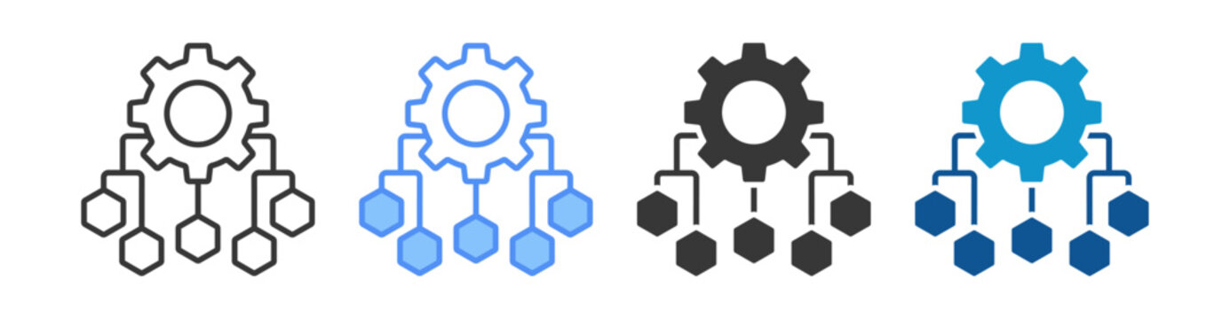 Process Diagram Icon Set Multiple Style Collection