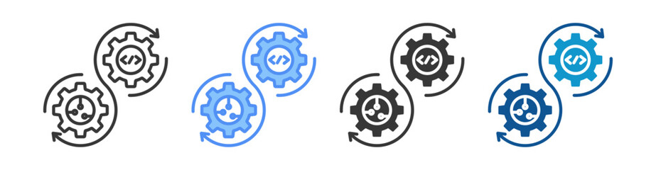 Devops Icon Set Multiple Style Collection