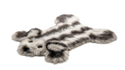 Soft faux fur rug in animal shape for kids room decor isolated on white background