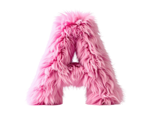 Fluffy pink letter "A" against a black background