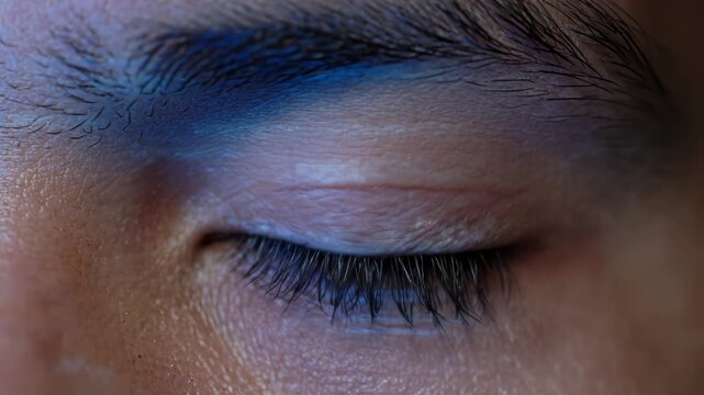 Closeup of human eye with digital reflection