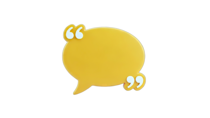 Yellow Speech Bubble with Quotation Marks on White Background