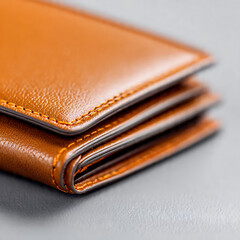 Brown Leather Wallet with Stitching