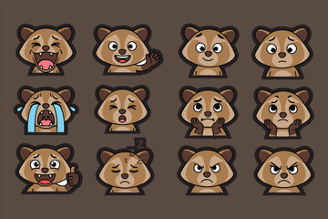 Obraz premium Cute Bear Emoji Set: Cartoon Vector Emotions and Expressions for Social Media, Messaging and Design