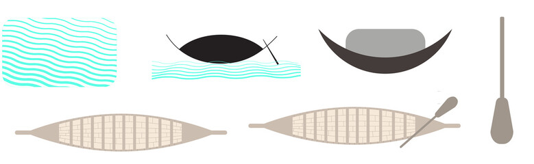 vector set of boat 