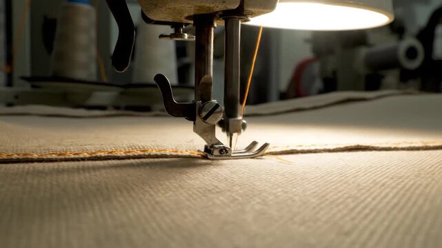 Sewing Machine Close-Up - Crafting Fabric with Precision.