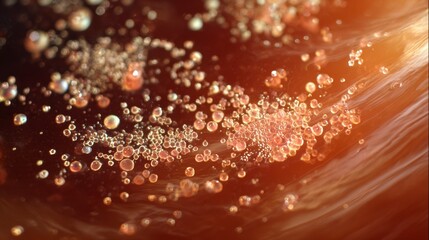 Fermented kombucha SCOBY with probiotic clusters glowing