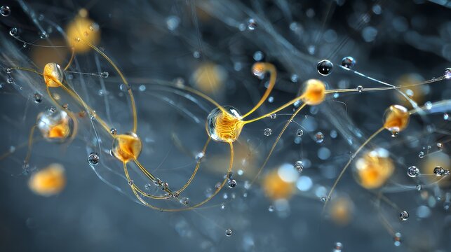 Synthetic spider silk fibers with dewdrops containing DNA helixes