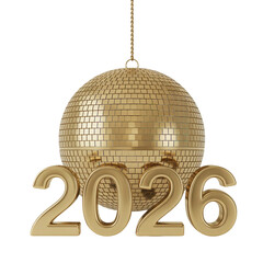 Obraz premium Golden disco ball with shiny 2026 numbers for New Year's Eve celebration